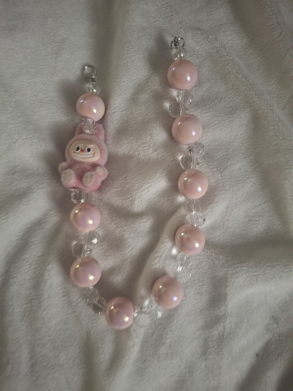 Girls Pink Beaded Necklace with Character Charm